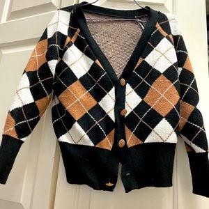 Vintage Argyle Sweater Cardigan